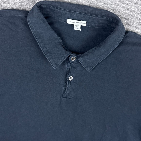 James Perse Sueded Jersey Polo Shirt Men XL 4 Black Golf Summer Stretch Pima USA - Picture 1 of 9